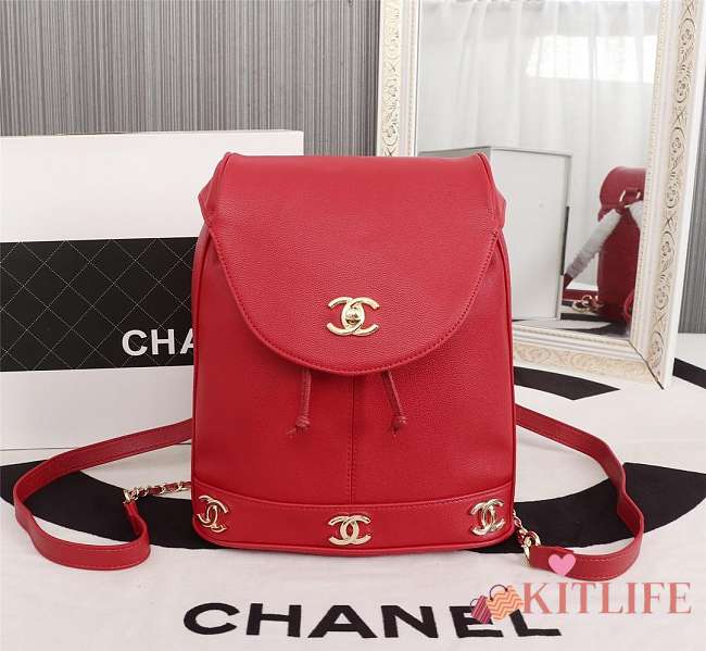 Forubags Chanel Double C backpack,Cowhide, 26*23*10cm,red - 1