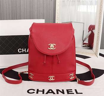 Forubags Chanel Double C backpack,Cowhide, 26*23*10cm,red