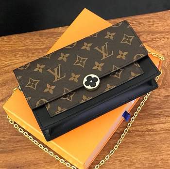 FORUBAGS LV FLORE CHAIN WALLET MONOGRAM CANVAS BLACK