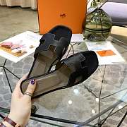 Hermes Slippers Size Leather Black - 2
