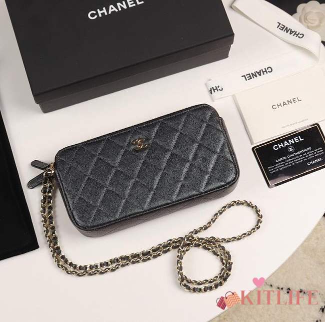 Chanel Classic Clutch with Chain Grained Calfskin & Gold-Tone Metal Black A82527 Y83470 C3906 - 1