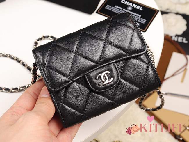 Chanel classic lambskin leather chain wallet bag silver hardware - 1