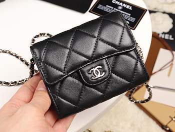 Chanel classic lambskin leather chain wallet bag silver hardware