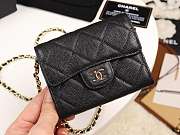 Chanel classic grained leather chain wallet bag gold hardware - 1