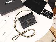 Chanel classic grained leather chain wallet bag gold hardware - 5