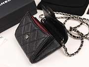 Chanel classic grained leather chain wallet bag silver hardware - 3