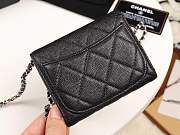 Chanel classic grained leather chain wallet bag silver hardware - 4