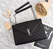 YSL ENVELOPE LARGE BAG IN GRAIN LEATHER SILVER HARDWARE 31*22*7.5CM - 1