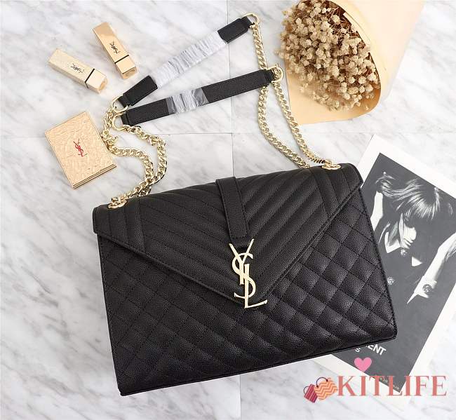 YSL ENVELOPE LARGE BAG IN GRAIN LEATHER GOLD HARDWARE 31*22*7.5CM - 1