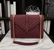 YSL ENVELOPE LARGE BAG IN GRAIN LEATHER IN DARK LEGION RED 31*22*7.5CM - 1