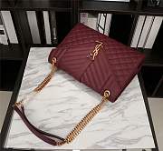 YSL ENVELOPE LARGE BAG IN GRAIN LEATHER IN DARK LEGION RED 31*22*7.5CM - 5