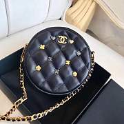 Chanel Lambskin Quilted Round Clutch With Chain Black - 6