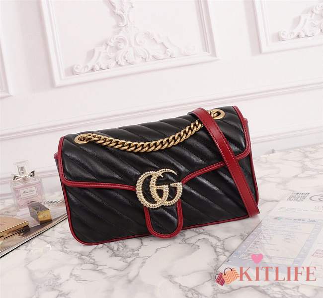 Kitlife Gucci GG Marmont small shoulder bag red black 443497  - 1