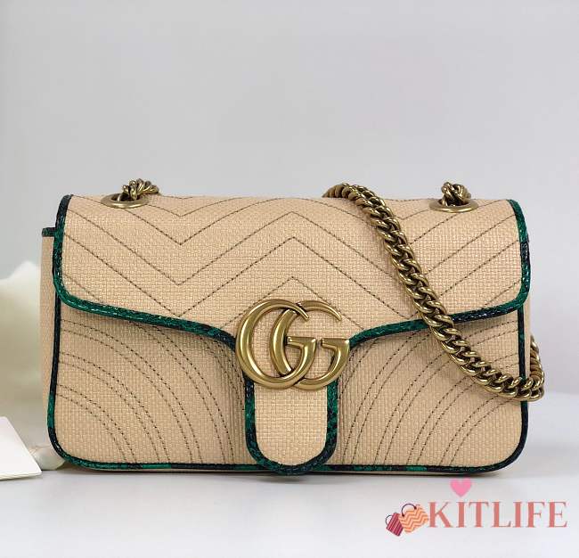 Forubags Gucci GG Marmont raffia small shoulder bag Style ‎443497 GZ6AE 9574 - 1