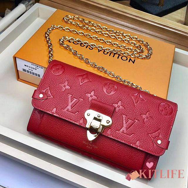 FORUABGS LOUIS VUITTON VAVIN CHAIN WALLET RED - 1