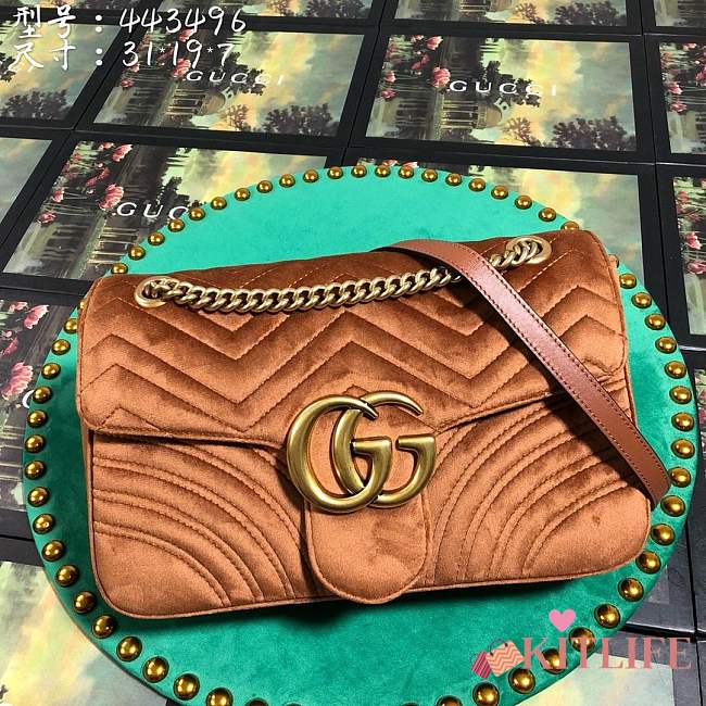 Forubags1 Gucci GG Marmont velvet shoulder bag 31*19*7cm - 1