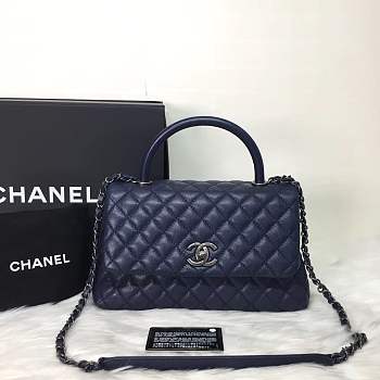 Forubags Chanel Coco Handle 28CM caviar blue silver hardware