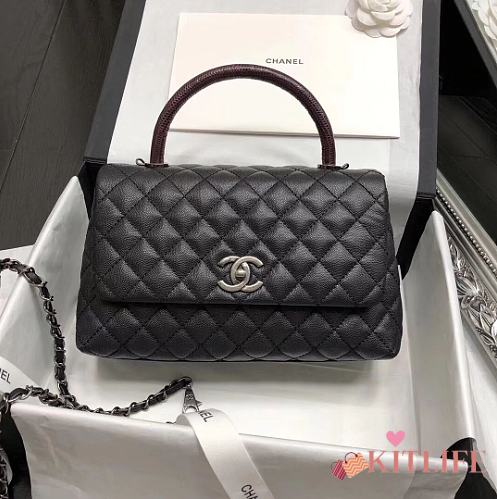 Forubags Chanel Coco Handle 28CM caviar black ruthenium silver hardware - 1