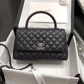 Forubags Chanel Coco Handle 28CM caviar black ruthenium silver hardware