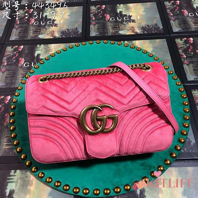 Forubags3 Gucci GG Marmont velvet shoulder bag 31*19*7cm - 1