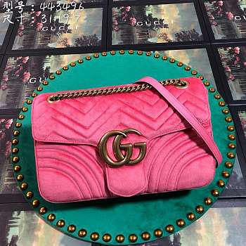 Forubags3 Gucci GG Marmont velvet shoulder bag 31*19*7cm