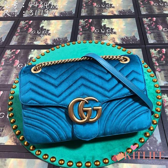 Forubags6 Gucci GG Marmont velvet shoulder bag 31*19*7cm - 1