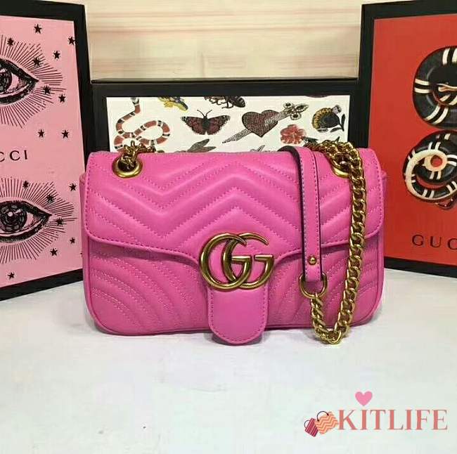 Forubags Gucci GG Marmont small matelassé shoulder bag 443497 rose - 1