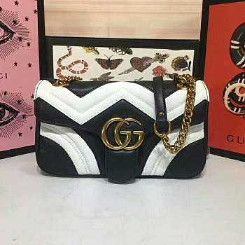 Forubags Gucci GG Marmont small matelassé shoulder bag in black&white 