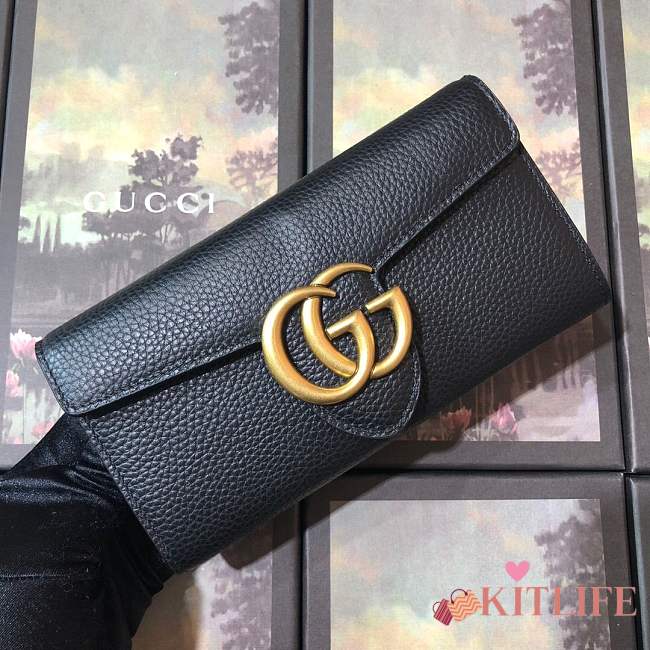 Forubags Gucci Calfskin Leather Wallet 400586# Black - 1