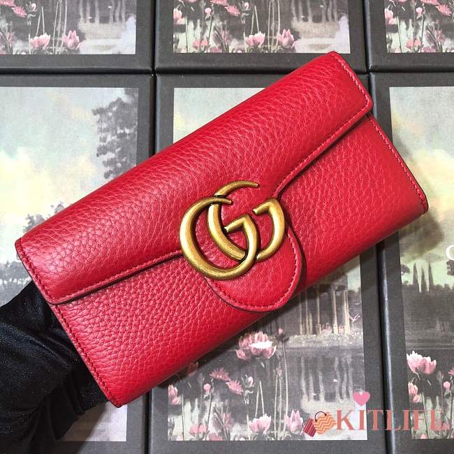 Forubags Gucci Calfskin Leather Wallet 400586# Red - 1