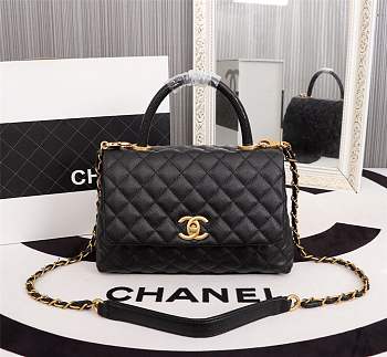 Forubags Chanel Coco Handle 25CM caviar black leather gold hardware black handle