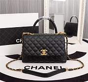 Forubags Chanel Coco Handle 25CM caviar black leather gold hardware black handle - 5