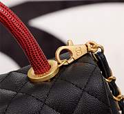  Forubags Chanel Coco Handle 25CM caviar black leather gold hardware Red lizard handle - 6