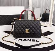  Forubags Chanel Coco Handle 25CM caviar black leather gold hardware Red lizard handle - 5