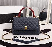 Forubags Chanel Coco Handle 25CM caviar navy blue leather gold hardware Red lizard handle - 1