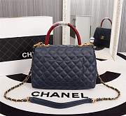 Forubags Chanel Coco Handle 25CM caviar navy blue leather gold hardware Red lizard handle - 3