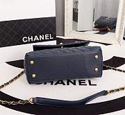 Forubags Chanel Coco Handle 25CM caviar navy blue leather gold hardware Red lizard handle - 5