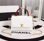 Forubags Chanel Coco Handle 25CM caviar white leather gold hardware Red lizard handle - 1