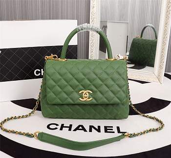 Forubags Chanel Coco Handle 25CM caviar green leather gold hardware green handle