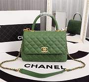 Forubags Chanel Coco Handle 25CM caviar green leather gold hardware green handle - 2