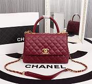 Forubags Chanel Coco Handle 25CM caviar burgundy leather gold hardware burgundy  handle - 1