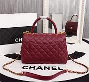 Forubags Chanel Coco Handle 25CM caviar burgundy leather gold hardware burgundy  handle - 2