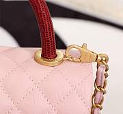 Forubags Chanel Coco Handle 25CM caviar pink leather gold hardware Red lizard handle - 6