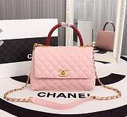 Forubags Chanel Coco Handle 25CM caviar pink leather gold hardware Red lizard handle - 4