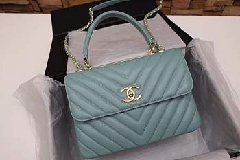 Forubags Chanel Classic Flap Lambskin Leather In light blue Gold Hardware