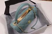 Forubags Chanel Flap Lambskin Leather In light blue Gold Hardware with handle - 5