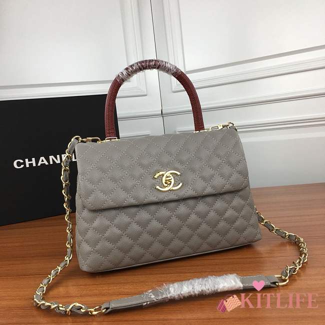 Forubags Chanel gray should bag with the red handle 27-18-10cm - 1