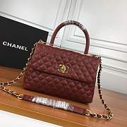 Forubags Chanel burgundy should bag with the red handle 27-18-10cm - 6