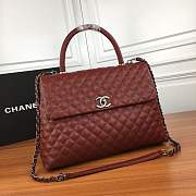 Forubags Chanel burgundy should bag with the red handle 33-24-10cm - 1