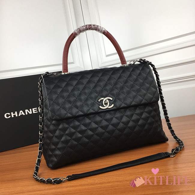 Forubags Chanel black should bag with the red handle 33-24-10CM - 1